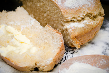 piece of bread with butter