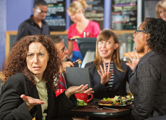 Irritated Woman in Cafe