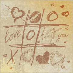 vector Hand drawn Tic Tac Toe Hearts,