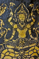 Fototapeta na wymiar Mural of Devatas in Laos Temple