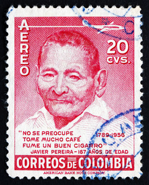 Postage stamp Colombia 1956 Javier Pereira, Zenu Indian