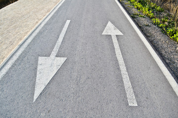 Arrows on cycle lane