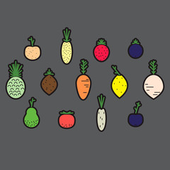 Vegetable and fruit, simple icon collection