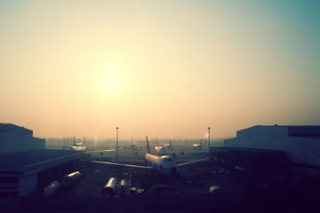 Fototapeta na wymiar Airport in the morning