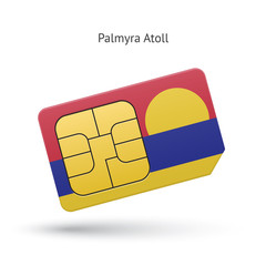 Palmyra Atoll mobile phone sim card with flag.