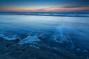 beach on North sea in dusk