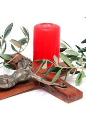 crocifisso con ramo d'ulivo