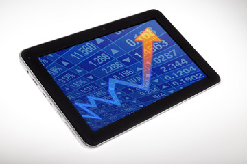 Digital Tablet with Stock Chart Diagram inside