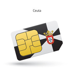 Ceuta mobile phone sim card with flag.