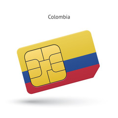 Colombia mobile phone sim card with flag.