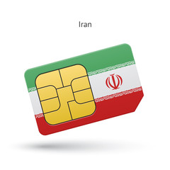 Iran mobile phone sim card with flag.