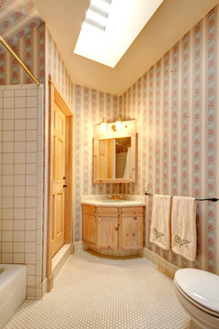 Bright Narrow Bathroom  Interior