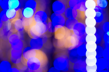 Blue bokeh of christmas lights