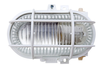 lamp with plastic grid.