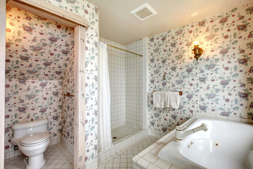 Refreshing bright floral bathroom