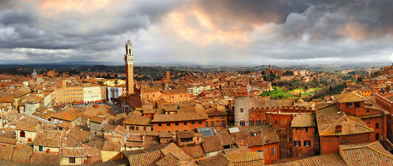 beautiful Siena,Italy.  panoramic image - obrazy, fototapety, plakaty