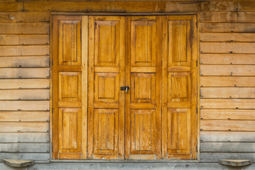 Wooden door and latch