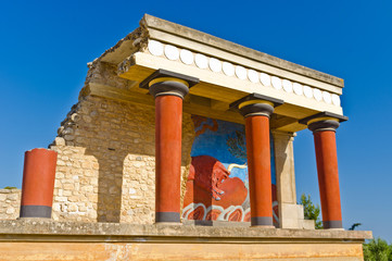 Details of Knossos palace near Heraklion, island of Crete
