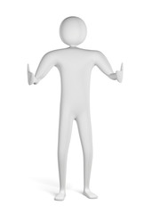 3d man showing thumbs up isolated on white