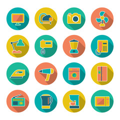 Set flat icons of home technics and appliances