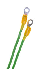 Electrical cable with terminal isolated on  white background