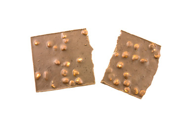 Chocolate with nuts isolated