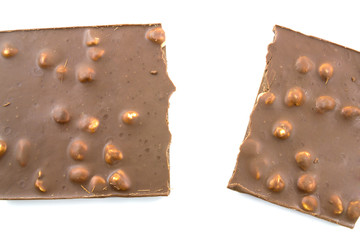 Chocolate with nuts isolated