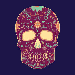 Vector illustration of Day of the Dead skull with ornament