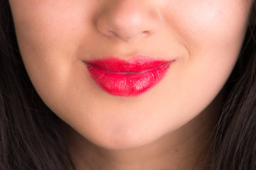 Fototapeta premium Hipanic red Lips. Beauty, Makeup Detail.