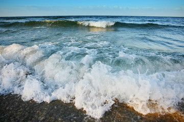 Sea waves on shore