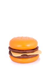 Plastic toy hamburger with bun