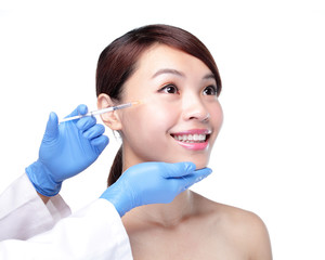 cosmetic injection to the pretty woman face