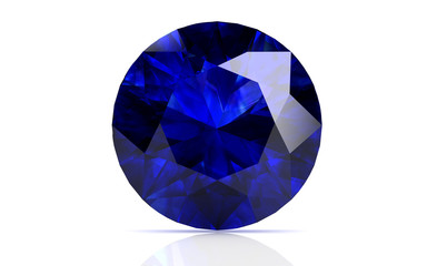 blue sapphire on white background (high resolution 3D image)