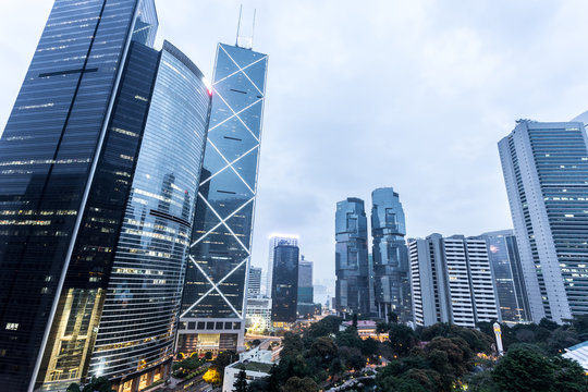 The modern buildings of the city skyscrapers in Hongkong