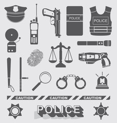 Obraz premium Vector Set: Police Officer and Detective Icons
