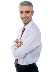 Smiling middle aged businessman