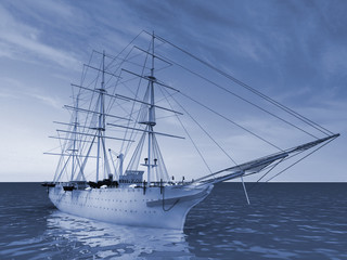 Obraz premium The ship is at sea in good weather