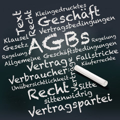 Tafel und Kreide mit AGBs