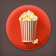Popcorn long shadow vector icon