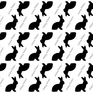 Design seamless Easter bunny rabbits monochrome pattern. Easter