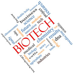 Biotech Word Cloud Concept Angled