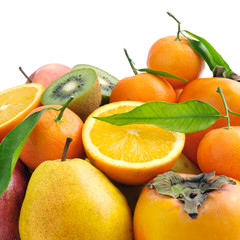 collection fruits isolated on white