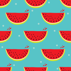 Cute seamless pattern with watermelon.