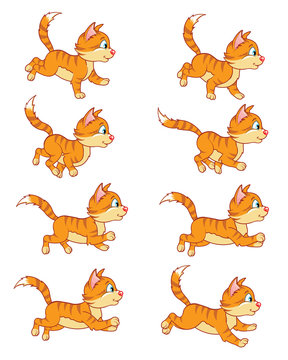 Running Cat Animation Sprite Stock Vector | Adobe Stock