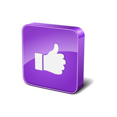 Thumbs Up 3d Rounded Corner Violet Vector Icon Button
