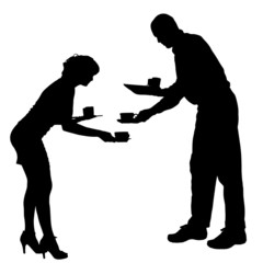 Vector waiter silhouette.