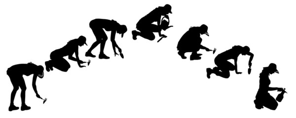 Vector silhouette of a gardener.