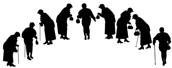 Vector silhouette of old people.