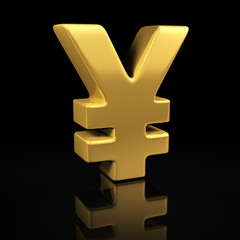 Gold Yen on black