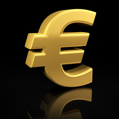 Fototapeta premium Gold Euro on black